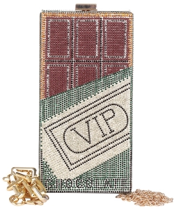 Chocolate VIP Rhinestone Crossbody Bag 6627 GREEN